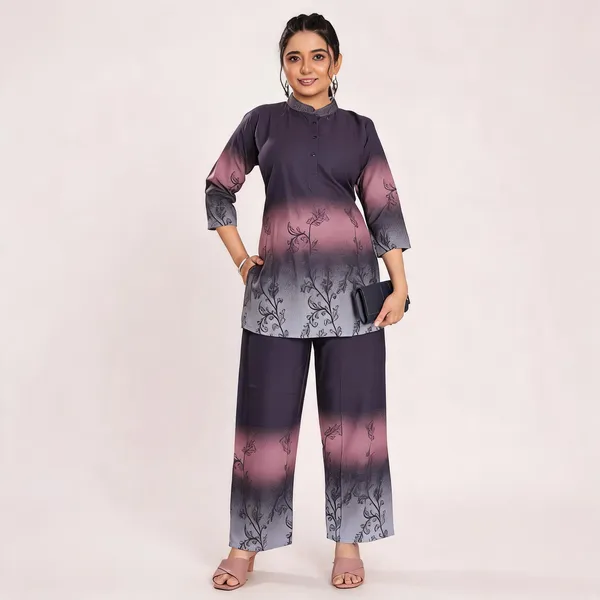 Grey_And_Purple_Heavy_Rayon_With_Embroidery_Work_Co-Ord_Set_For_Women