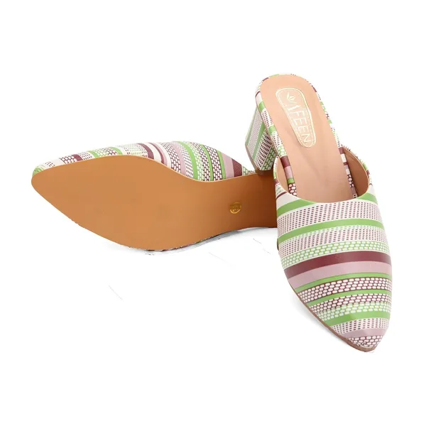 Women_Block_Heel_Mules_Stylish_Pointed_Toe_Slip_On_Heels_With_Multicolor_Striped_Design_Comfortable_Casual_Dress_Shoes_For_Summer_Spring