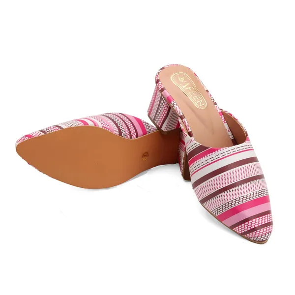 Women_Block_Heel_Mules_Stylish_Pointed_Toe_Slip_On_Heels_With_Multicolor_Striped_Design_Comfortable_Casual_Dress_Shoes_For_Summer_And_Spring