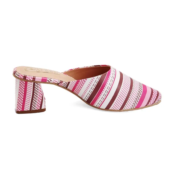 Women_Block_Heel_Mules_Stylish_Pointed_Toe_Slip_On_Heels_With_Multicolor_Striped_Design_Comfortable_Casual_Dress_Shoes_For_Summer_And_Spring