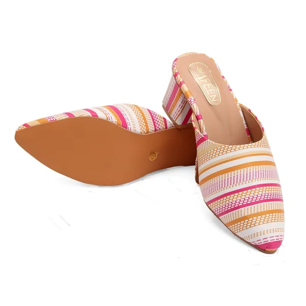 Women_Block_Heel_Mules_Stylish_Pointed_Toe_Slip_On_Heels_With_Multicolor_Striped_Design_Comfortable_Casual_Dress_Shoes_For_Summer_And_Spring
