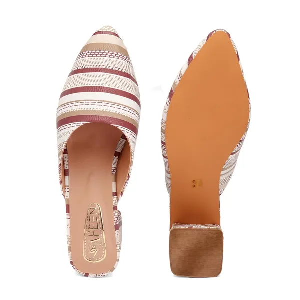 Women_Block_Heel_Mules_Stylish_Pointed_Toe_Slip_On_Heels_With_Multicolor_Striped_Design_Comfortable_Casual_Dress_Shoes_For_Summer_And_Spring