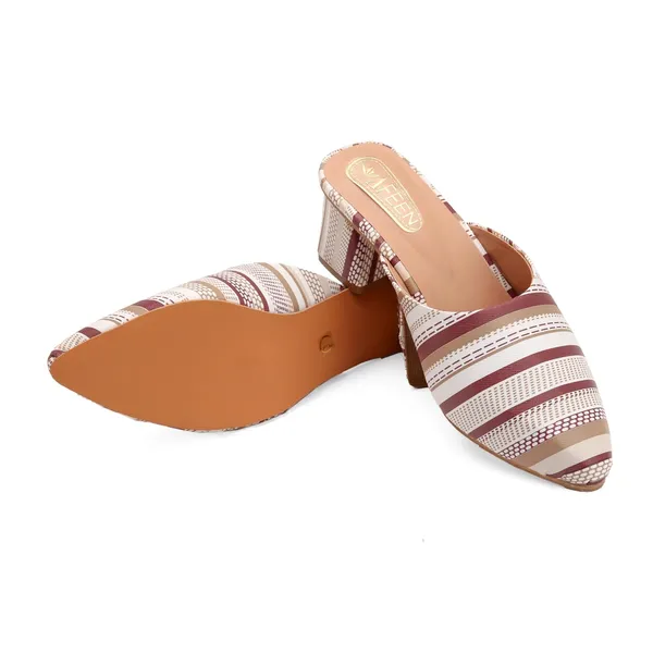 Women_Block_Heel_Mules_Stylish_Pointed_Toe_Slip_On_Heels_With_Multicolor_Striped_Design_Comfortable_Casual_Dress_Shoes_For_Summer_And_Spring