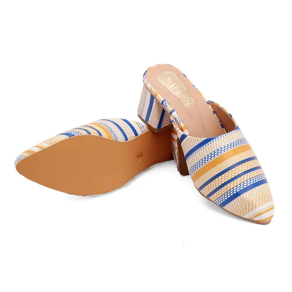 Women_Block_Heel_Mules_Stylish_Pointed_Toe_Slip_On_Heels_With_Multicolor_Striped_Design_Comfortable_Casual_Dress_Shoes_For_Summer_Spring