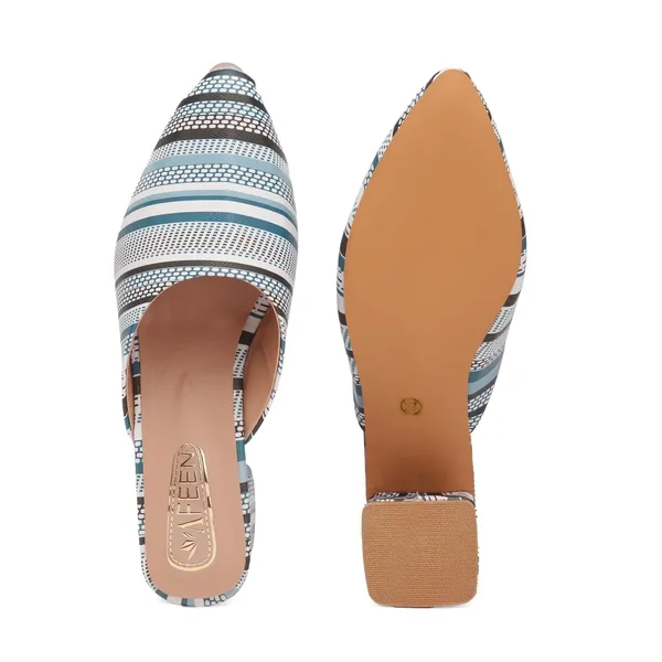 Women_Block_Heel_Mules_Stylish_Pointed_Toe_Slip_On_Heels_With_Multicolor_Striped_Design_Comfortable_Casual_Dress_Shoes_For_Summer_Spring
