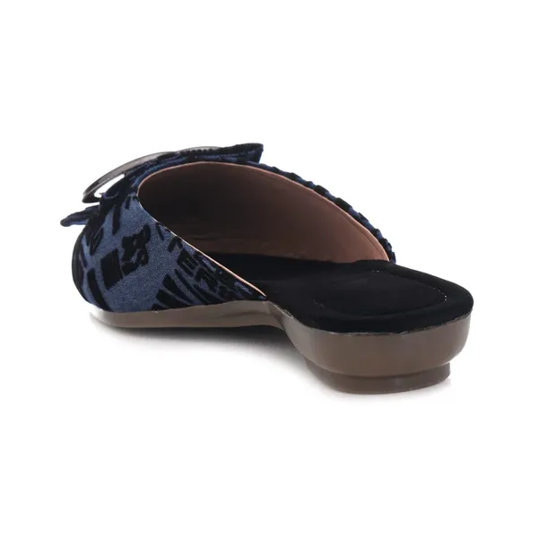 Women_S_Pointed_Toe_Mules_Navy_Blue_With_Black_Pattern_Metal_Buckle_Detail_Low_Heel_Slip_On