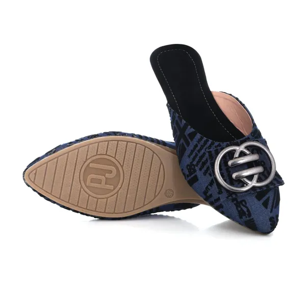Women_S_Pointed_Toe_Mules_Navy_Blue_With_Black_Pattern_Metal_Buckle_Detail_Low_Heel_Slip_On
