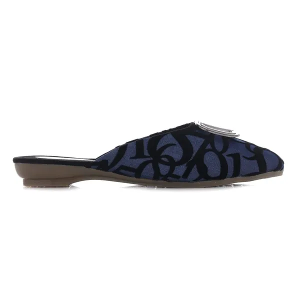 Women_S_Pointed_Toe_Mules_Navy_Blue_With_Black_Pattern_Metal_Buckle_Detail_Low_Heel_Slip_On