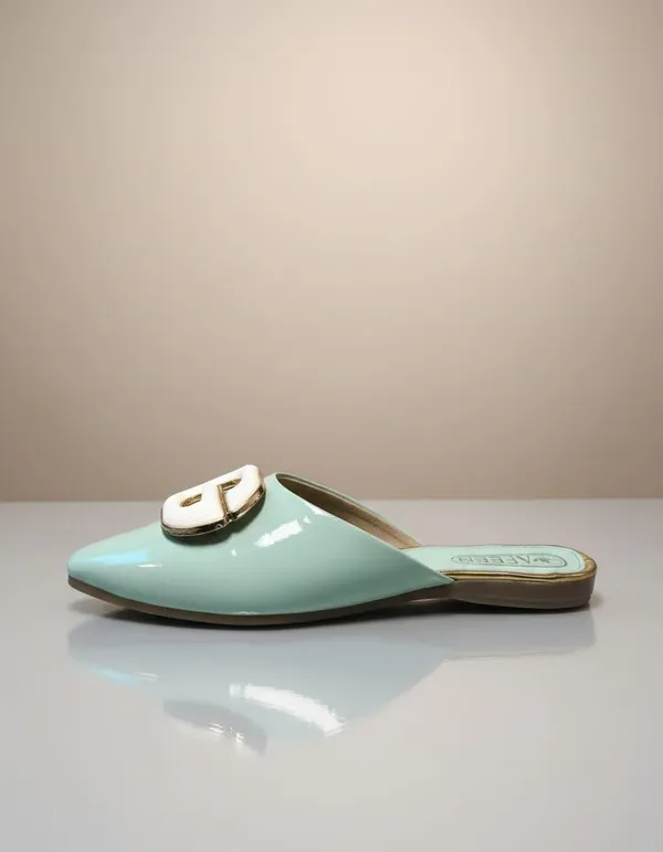 Women_S_Patent_Mule_Flats_With_Gold_Trim_Buckle_Detail_Sleek_Slip_On_Design_And_A_Bold_Decorative_Buckle_These_Flats_Combine_Comfort_With_Contemporary_Style