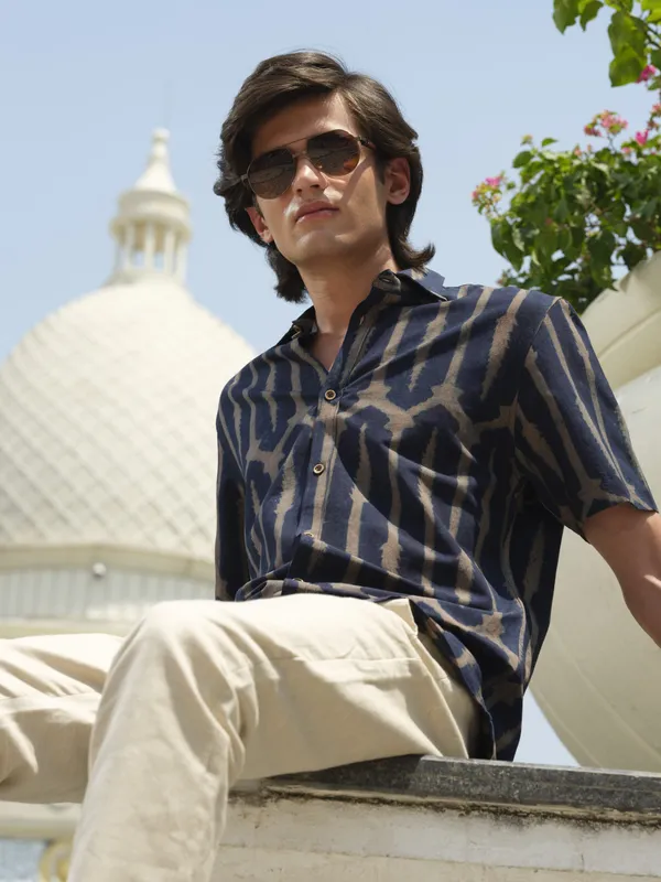 Blue_Bamboo_Linen_Shirt_For_Men