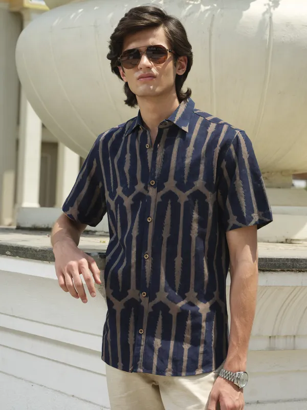 Blue_Bamboo_Linen_Shirt_For_Men