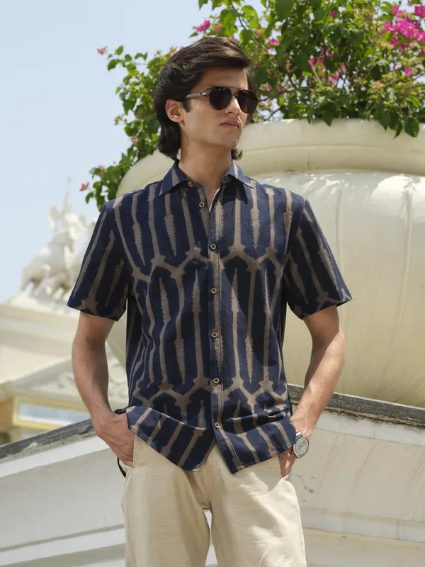 Blue_Bamboo_Linen_Shirt_For_Men
