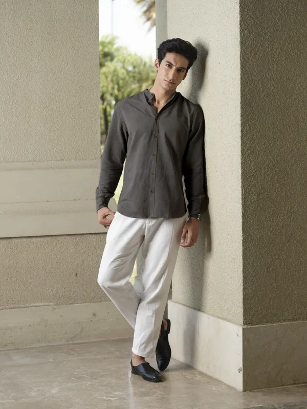 Grey_Bamboo_Linen_Shirt_For_Men