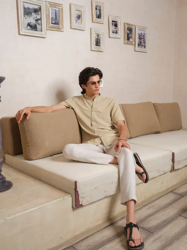Beige_Bamboo_Linen_Shirt_For_Men