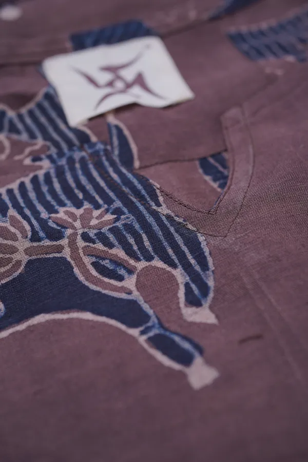 Brown_Lyocell_Linen_Kurta_For_Men