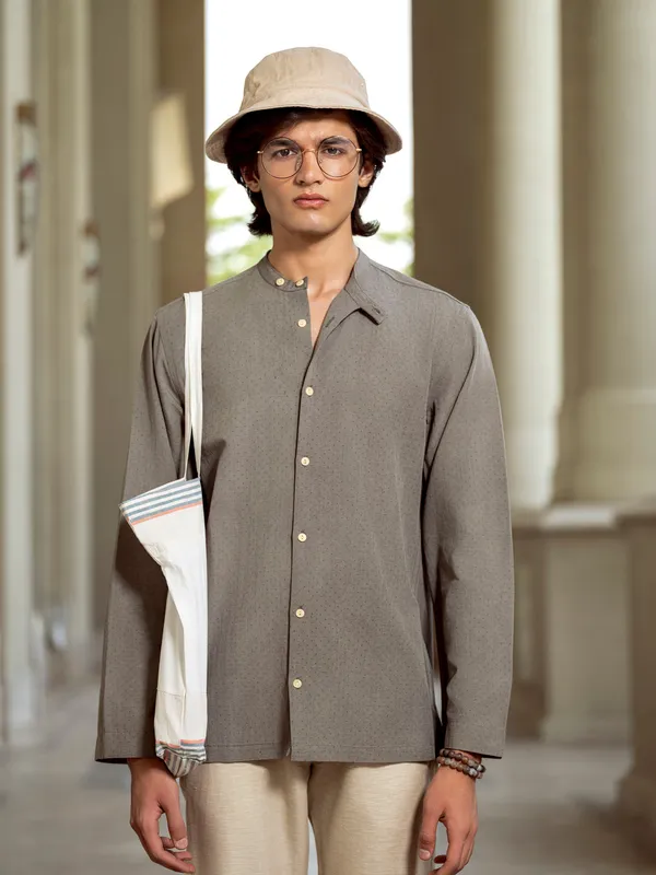 Grey_Bamboo_Linen_Shirt_For_Men