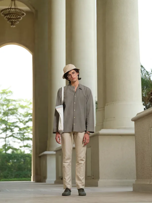 Grey_Bamboo_Linen_Shirt_For_Men