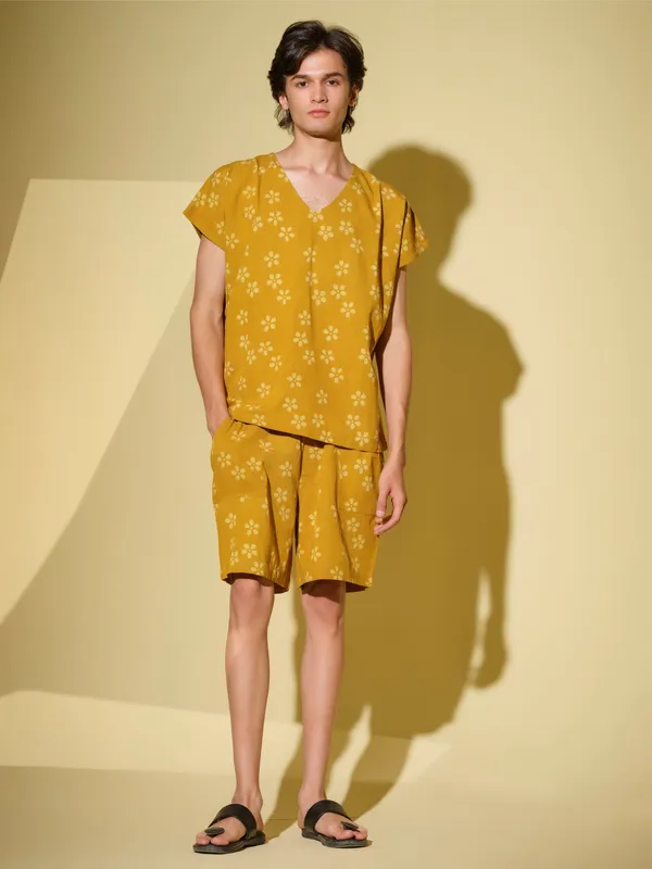 Yellow_Bamboo_Linen_Co_Ord_Set_For_Men