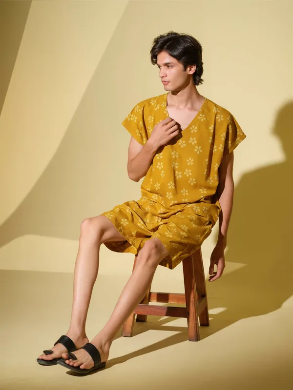 Yellow_Bamboo_Linen_Co_Ord_Set_For_Men