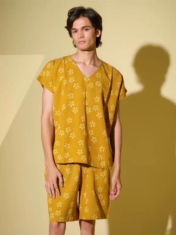 Yellow_Bamboo_Linen_Co_Ord_Set_For_Men