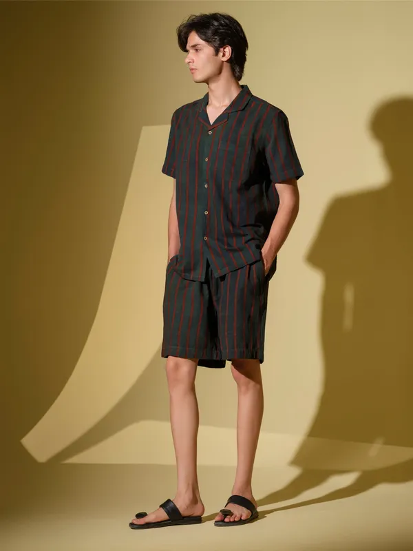 Green_And_Red_Bamboo_Linen_Co_Ord_Set_For_Men