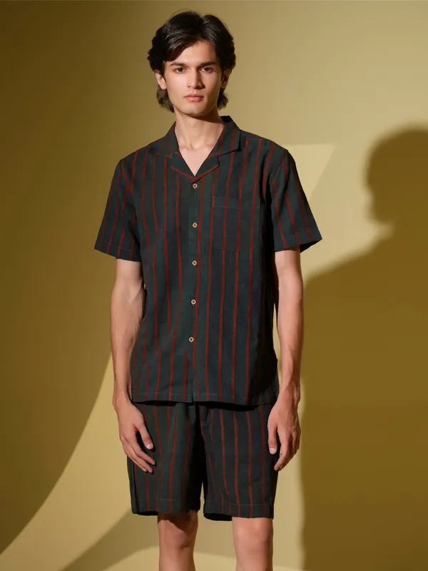 Green_And_Red_Bamboo_Linen_Co_Ord_Set_For_Men