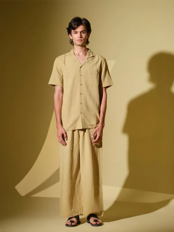 Beige_Bamboo_Linen_Co_Ord_Set_For_Men