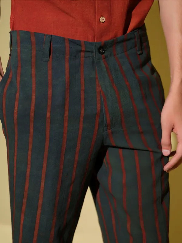 Black_And_Red_Bamboo_Linen_Pant_For_Men