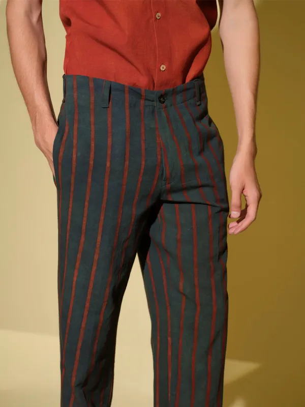 Black_And_Red_Bamboo_Linen_Pant_For_Men