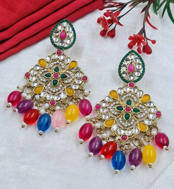 Multi_Color_Kundan_Pearl_Drop_Earrings