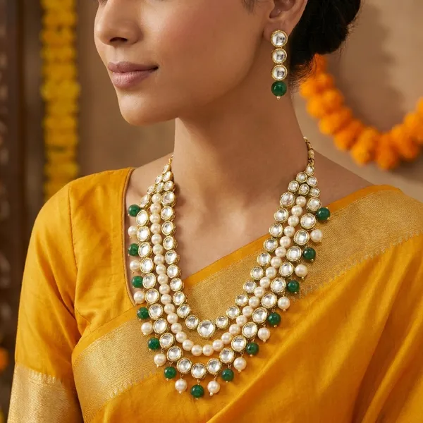Luxurious_Pearl_And_Kundan_Necklace_Earrings_Set