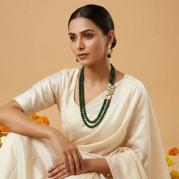 Elegant_Green_Bead_Necklace_Earring_Set
