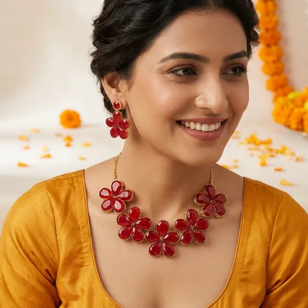 Timeless_Elegance_In_Red_Pearl_Necklace_Earrings_Set