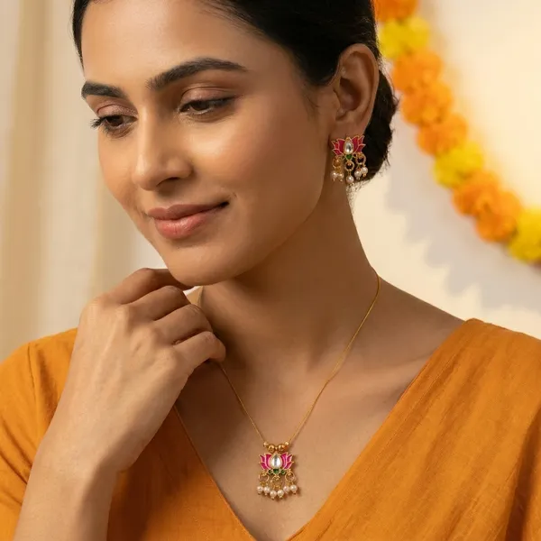Pink_Kundan_Pendant_Necklace_Set_With_Matching_Earrings