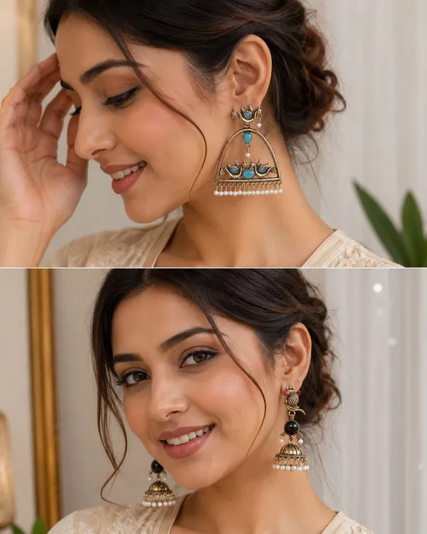 Antique_Gold_Peacock/Parrot_Pearl_Drop_Earrings