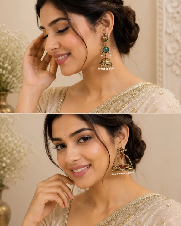 Antique_Gold_Peacock_Parrot_Stone_Pearl_Drop_Earrings