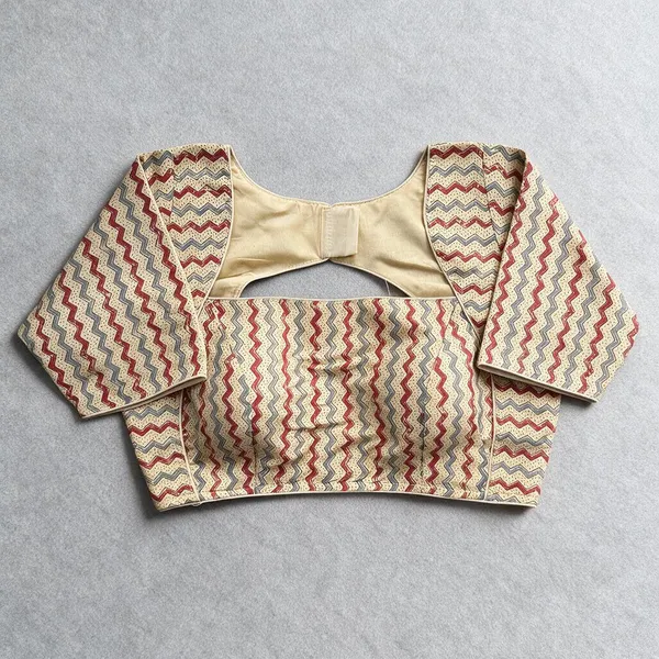 Cream_Blouse_Ajrakh_Cotton_For_Women