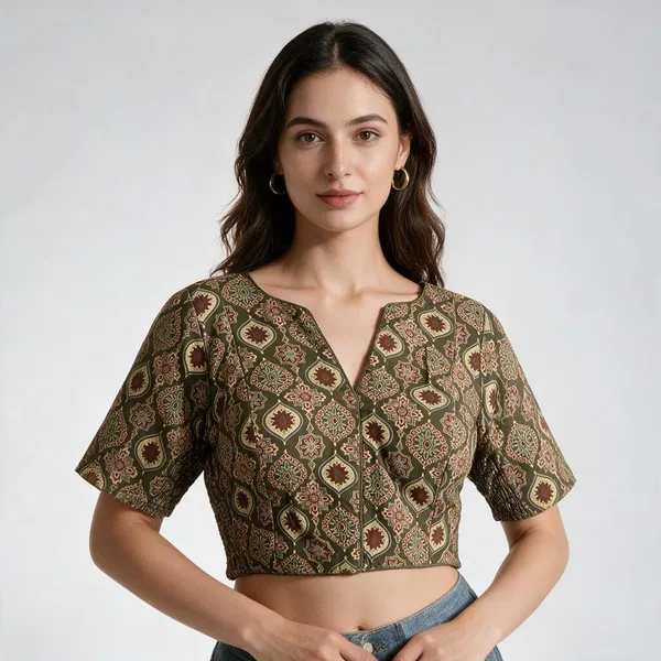 Mehendi_Blouse_Ajrakh_Cotton_For_Women