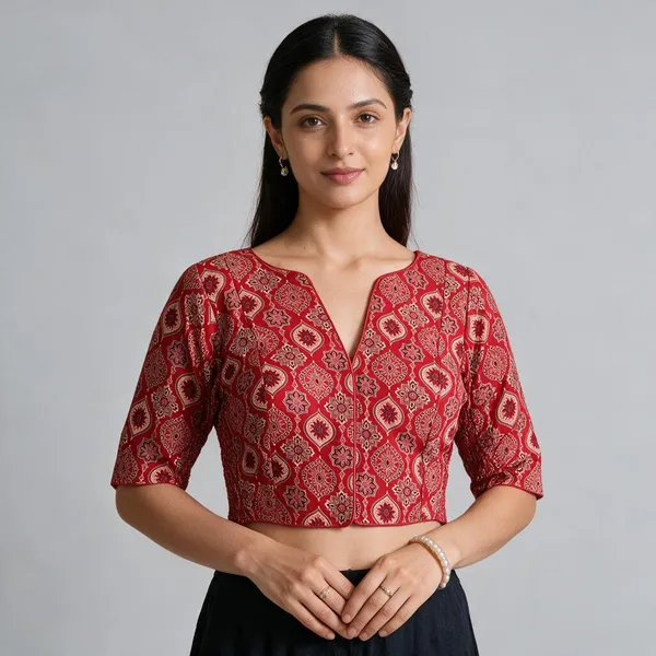 Red_Blouse_Ajrakh_Cotton_For_Women