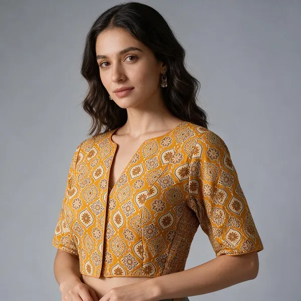 Yellow_Blouse_Ajrakh_Cotton_For_Women