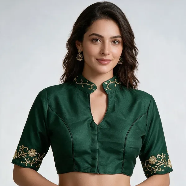 Green_Blouse_Raw_Silk_For_Women