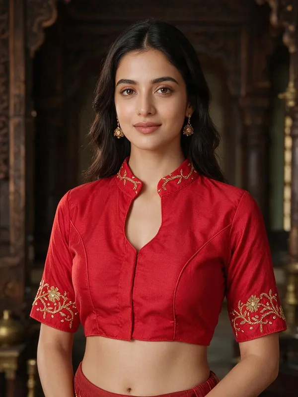 Red_Blouse_Raw_Silk_For_Women
