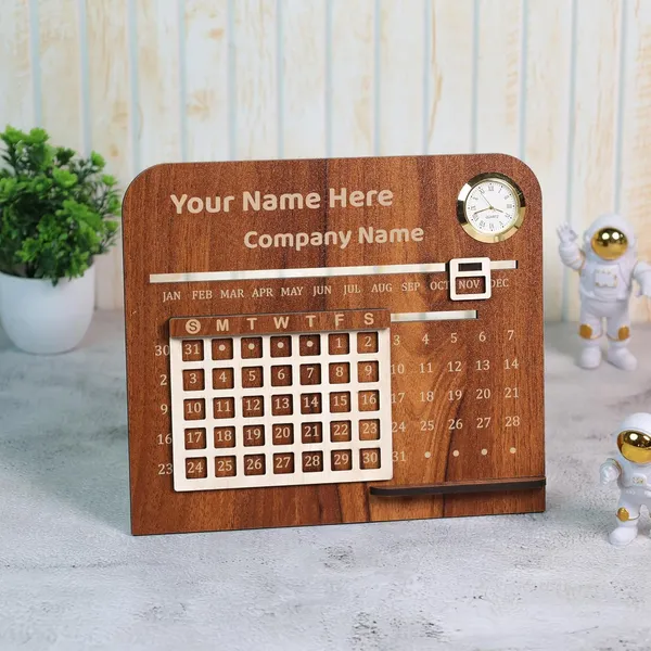 Personalized_Wooden_Perpetual_Desk_Calendar_With_Clock_-_Customizable_Name_And_Quote