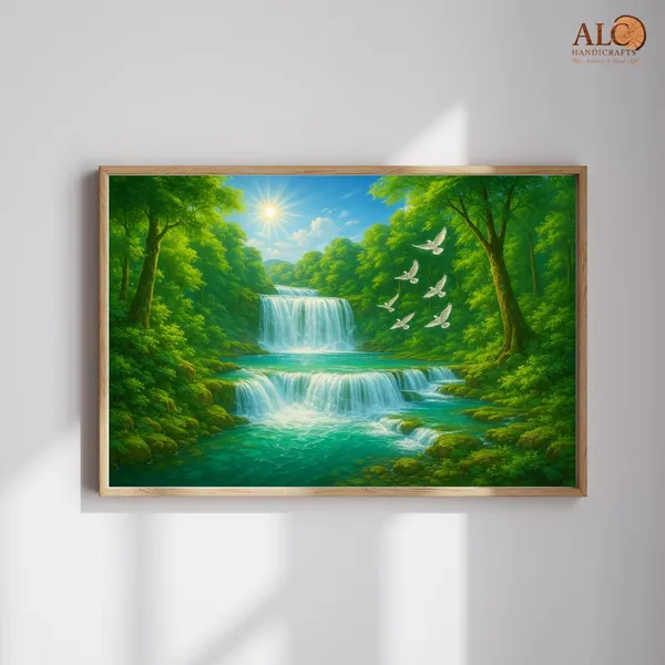 Flow_Of_Prosperity_Waterfall_Landscape_Painting_-_Wooden_Framed_Wall_Art_For_North_Direction