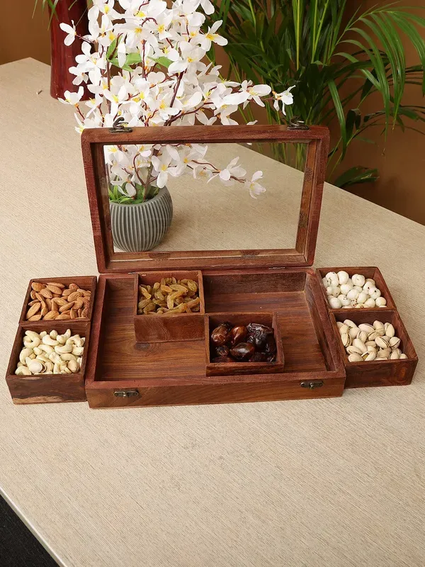 Brown_Teak_Wooden_Dry_Fruit_Box_With_Glass_Lid_6_Section_Storage_Organize_More