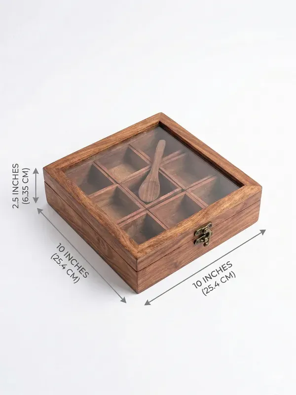 Brown_Teak_Wooden_Dry_Fruit_Box_With_Glass_Lid_6_Section_Storage_Organize_More