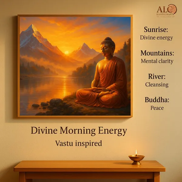 Divine_Morning_Energy_Buddha__Wall_Art_-_Framed_Spiritual_Painting_With_Sunrise_Mountain_Landscape_For_North-East
