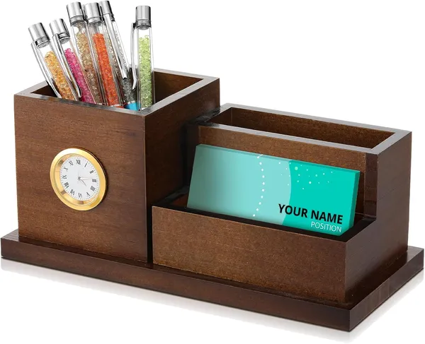 Wooden_Desk_Organizer_With_Clock_And_Business_Card_Holder