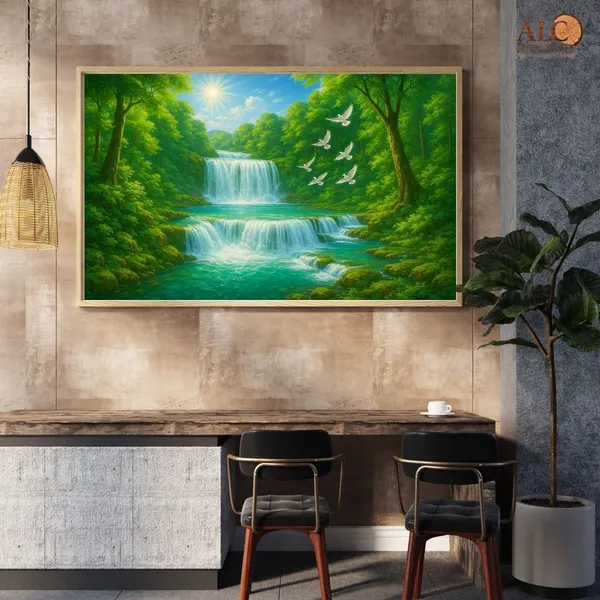 Flow_Of_Prosperity_Waterfall_Landscape_Painting_-_Wooden_Framed_Wall_Art_For_North_Direction