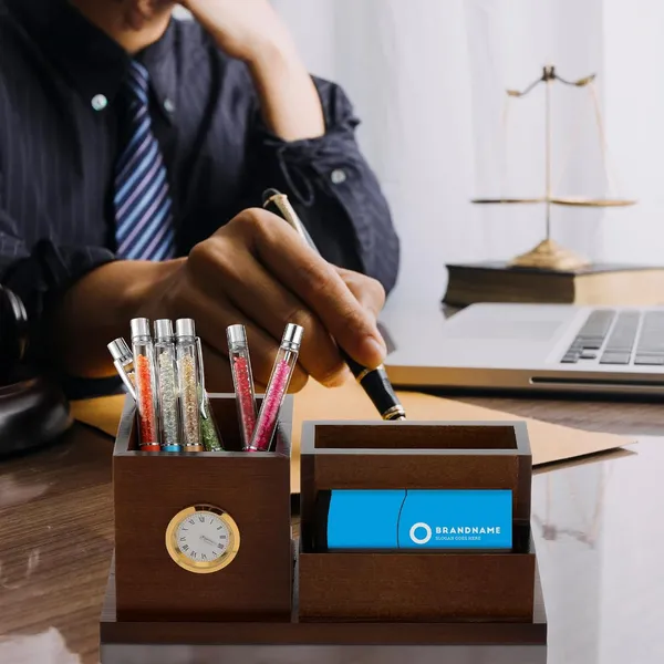 Wooden_Desk_Organizer_With_Clock_And_Business_Card_Holder